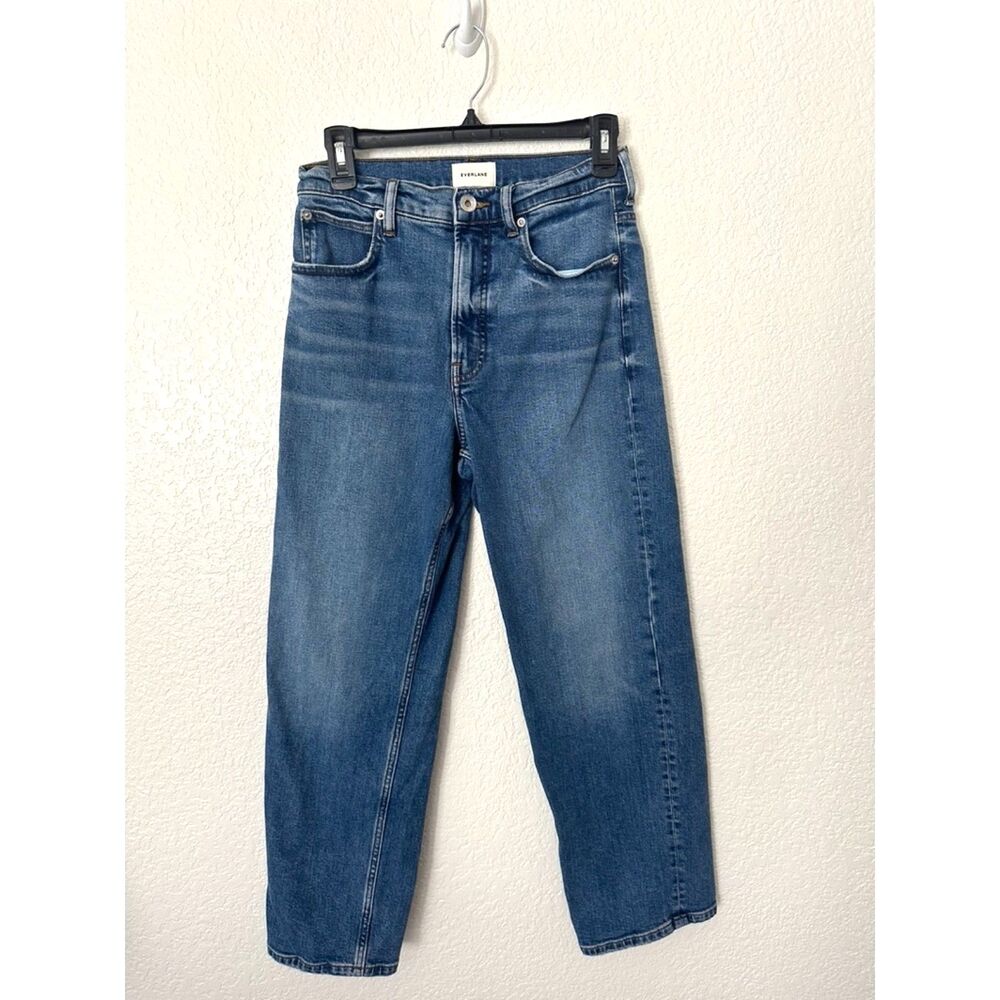 Everlane High-Rise Straight- Leg Cropped Blue Denim Jeans Size 26